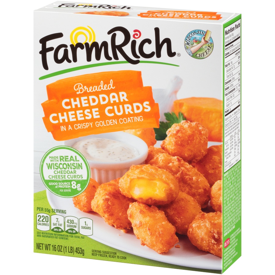 slide 3 of 8, Farm Rich Breaded Cheddar Cheese Curds, 16 oz