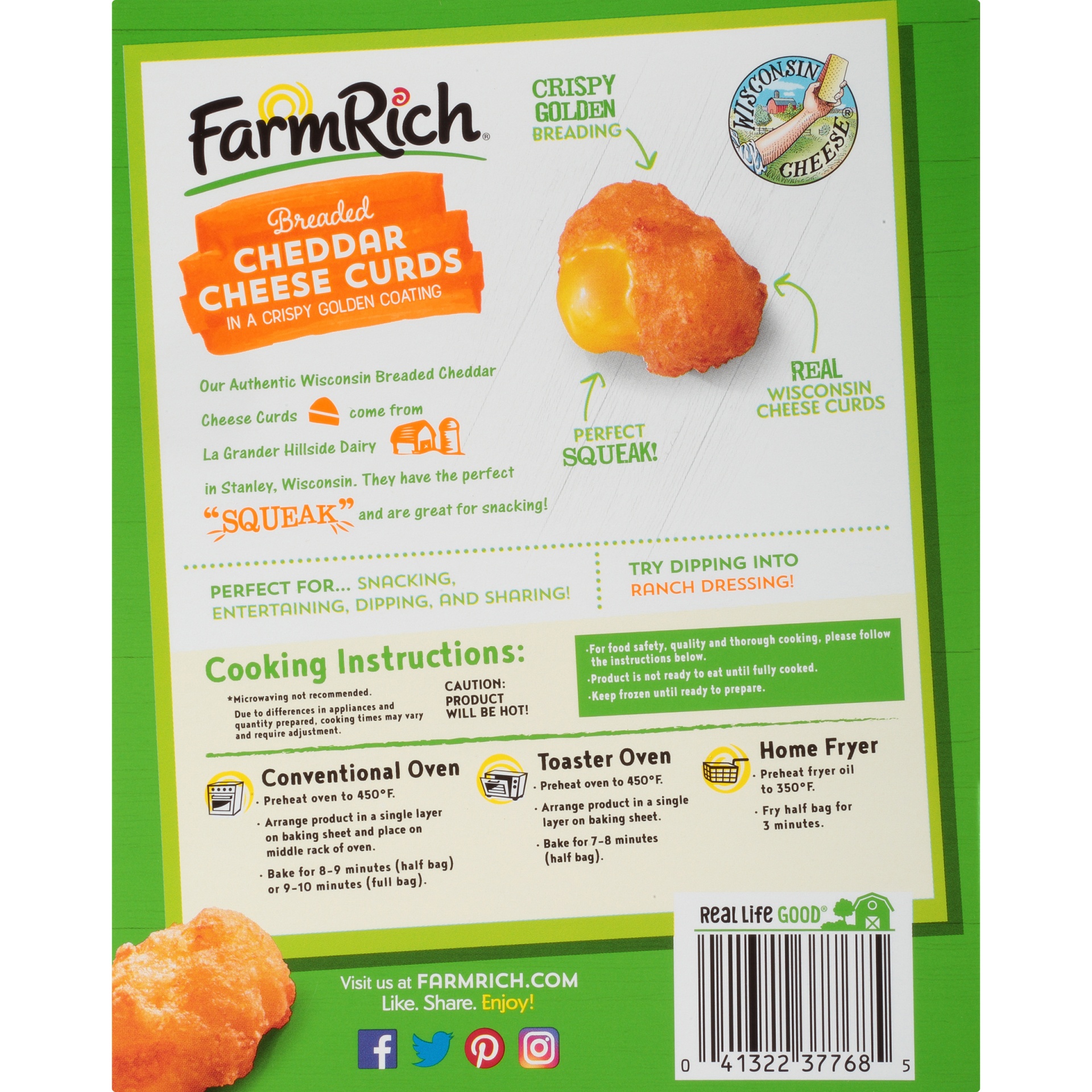 slide 6 of 8, Farm Rich Breaded Cheddar Cheese Curds, 16 oz