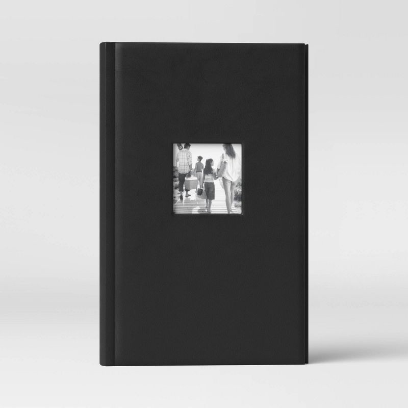 slide 1 of 5, 8.5" x 12.75" Photo Album Black 3 Per Page - Threshold™: Faux Leather, Holds 240, Book Binding, 1 ct