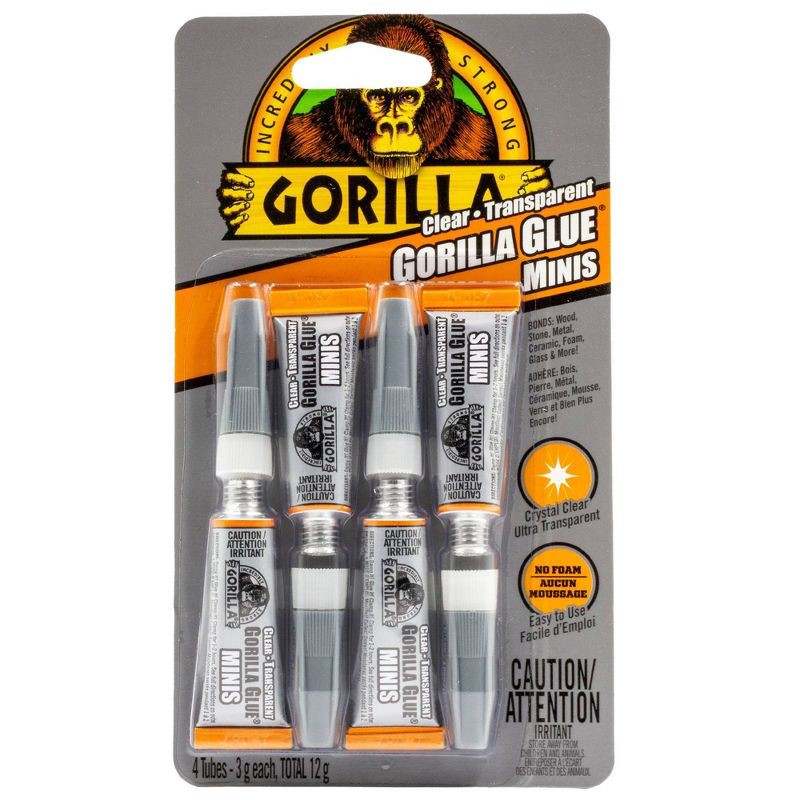 slide 1 of 4, Gorilla Glue 4pk Clear Mini Tubes - 0.42oz, 4 ct; 0.42 oz