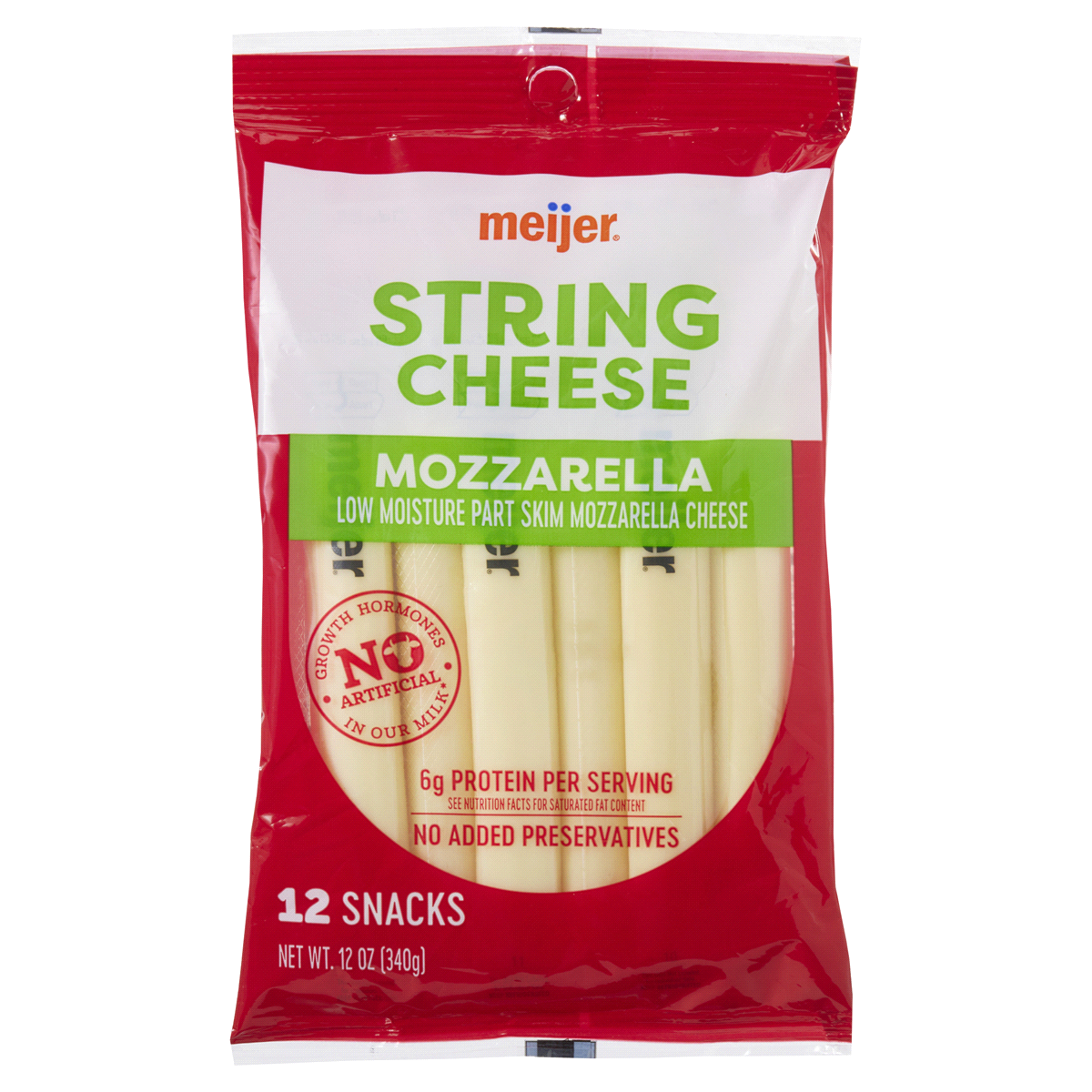 slide 1 of 5, Meijer Mozzarella String Cheese, 12 oz