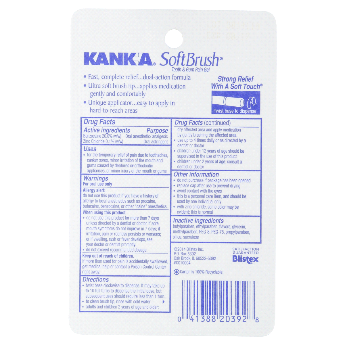 slide 2 of 2, Blistex Kank-A Soft Brush Tooth/Mouth Pain Gel, 0.07 oz