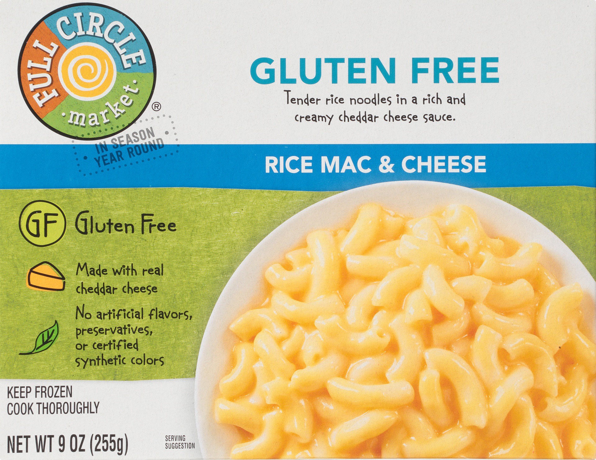 slide 1 of 9, Full Circle Market Rice Mac & Cheese Gluten Free Tender Rice Noodles In A Rich And Creamy Cheddar Cheese Sauce, 9 oz