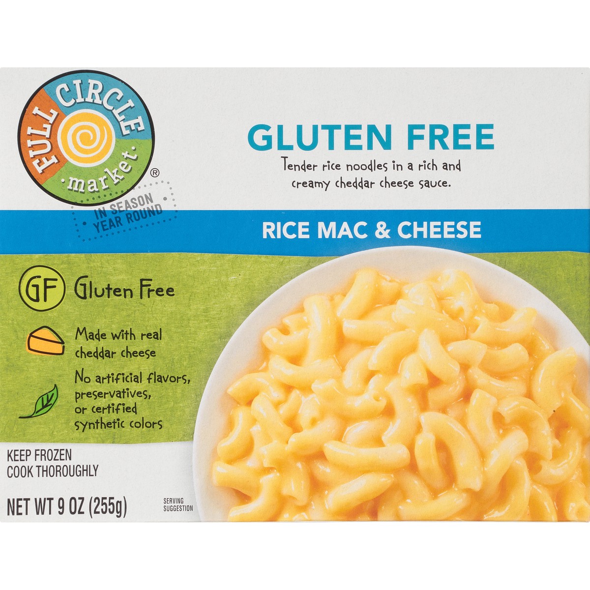 slide 2 of 9, Full Circle Market Rice Mac & Cheese Gluten Free Tender Rice Noodles In A Rich And Creamy Cheddar Cheese Sauce, 9 oz