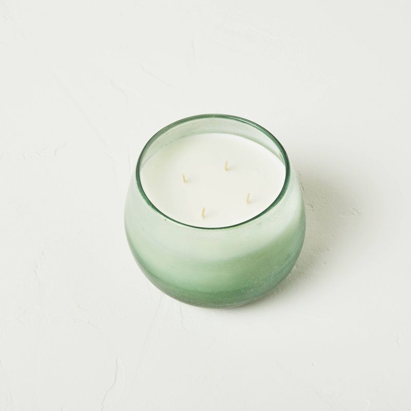 slide 2 of 5, 4-Wick Serenity Fashion Salted Glass Wellness Jar Candle Green 30oz - Casaluna™, 30 oz