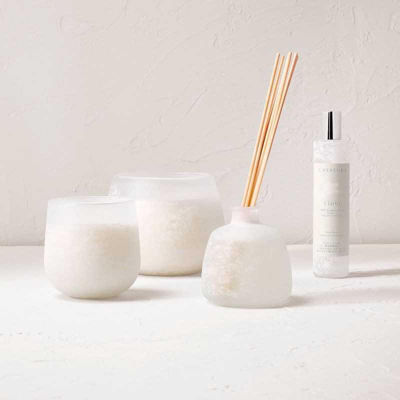 slide 4 of 6, 4-Wick Clarity Fashion Salted Glass Wellness Jar Candle White 30oz - Casaluna™: Coconut & Soy Wax, Ginger-Bergamot Scent, 30 oz