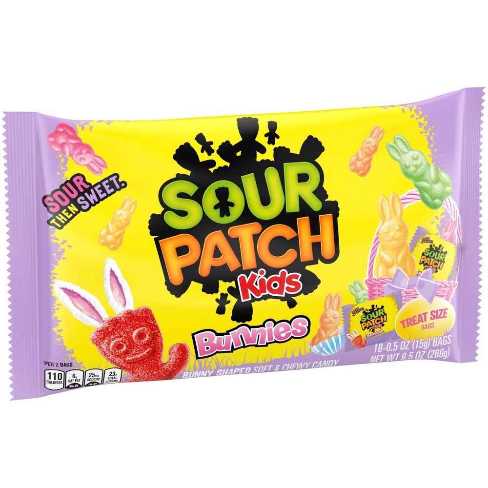 slide 4 of 10, Sour Patch Easter Bunnies Treat Size Bag, 9.5 oz, 18 ct