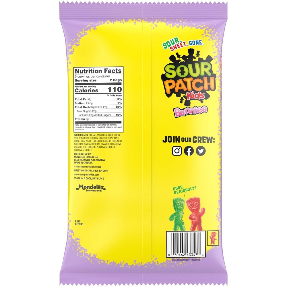 slide 6 of 10, Sour Patch Easter Bunnies Treat Size Bag, 9.5 oz, 18 ct