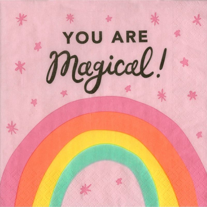 slide 1 of 3, 20ct "You are Magical" Unicorn Lunch Napkin - Spritz, 20 ct