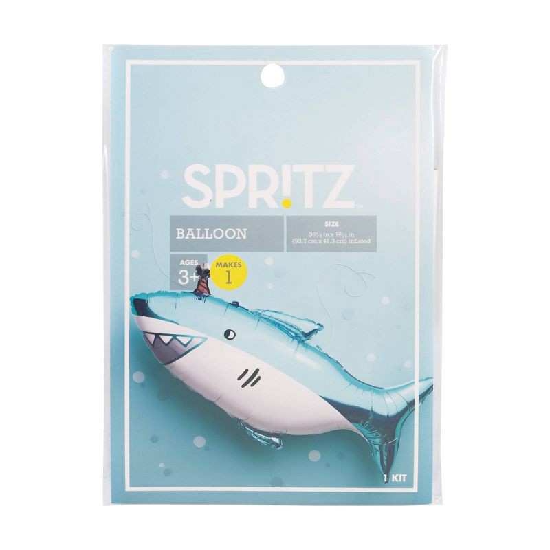 slide 2 of 2, Shark Print Foil Balloon Teal - Spritz™, 1 ct