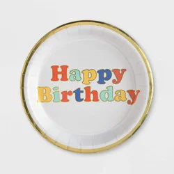 8.5" 10ct Retro Confetti "Happy Birthday" Dinner Paper Plates - Spritz