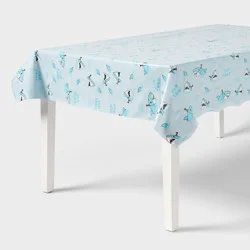 54&quot;x84&quot; Shark Printed Plastic Table Cover Blue - Spritz™