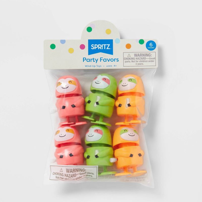 slide 3 of 6, 6ct Sloth Wind Up - Spritz™: Multicolor Party Favor Toys for Kids, Birthday Goodies Bag Favors, 6 ct