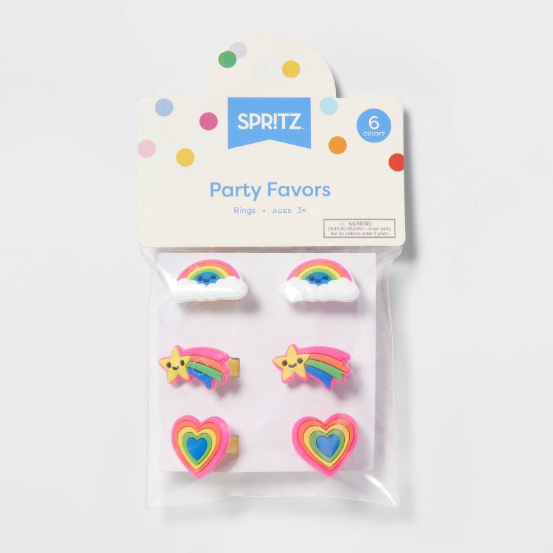 slide 3 of 3, 6ct Plastic Character Rings - Spritz™: Multicolor Party Favors for Kids, Princess Theme, Ages 3+, 6 ct