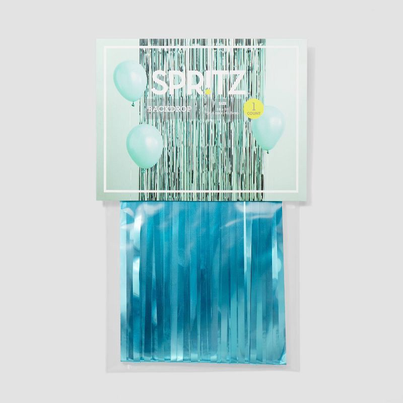 slide 3 of 3, Fringe Backdrop Teal - Spritz™, 1 ct