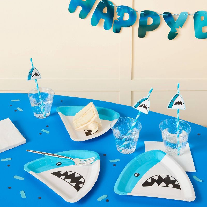 slide 2 of 3, 20ct Shark Paper Straws - Spritz™, 20 ct