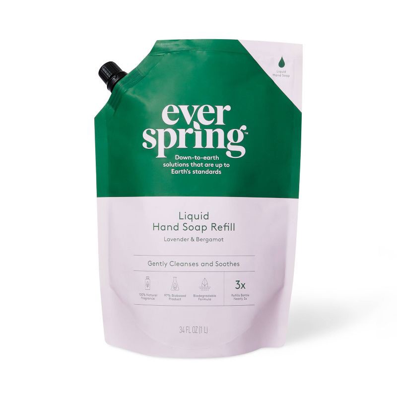 slide 1 of 4, Liquid Hand Soap Refill - Lavender & Bergamot - Everspring™ 34 fl oz, 34 fl oz
