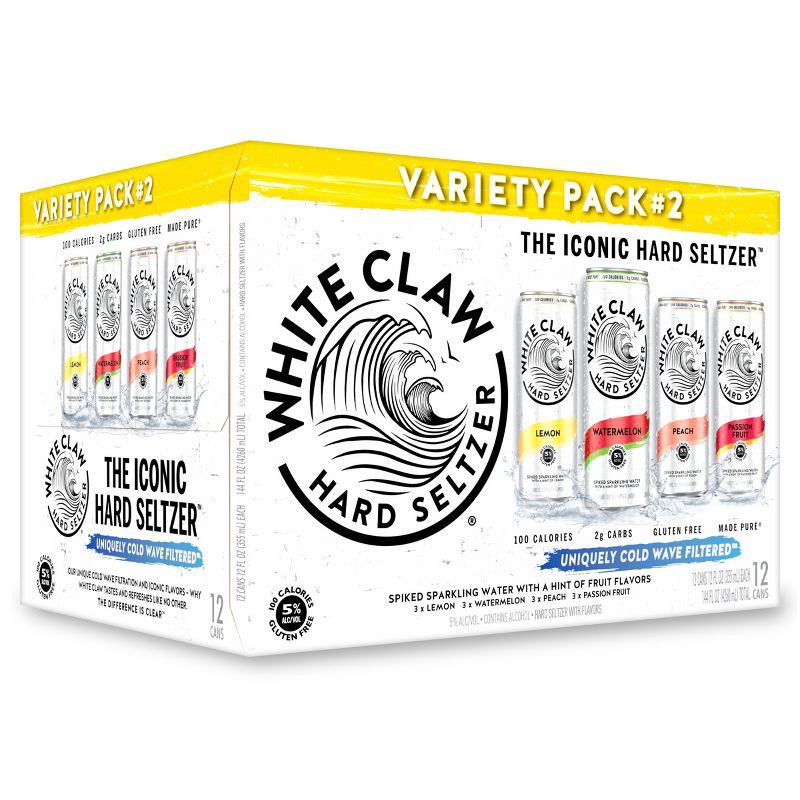 slide 1 of 6, White Claw Hard Seltzer Variety Pack No. 2 - 12pk/12 fl oz Slim Cans, 2 x 12 ct, 12 fl oz