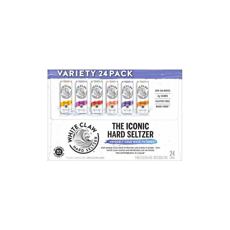 slide 4 of 7, White Claw Hard Seltzer Variety Pack - 24pk/12 fl oz Slim Cans, 24 ct; 12 fl oz