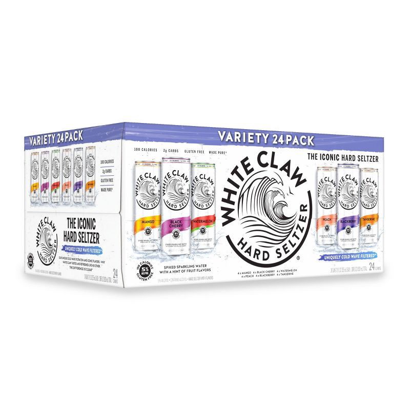 slide 1 of 7, White Claw Hard Seltzer Variety Pack - 24pk/12 fl oz Slim Cans, 24 ct; 12 fl oz