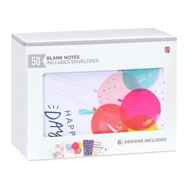 slide 7 of 9, American Greetings 50ct 6 Designs Bulk All Occasion Blank Cards with Envelopes Colorful Rainbow, 50 ct