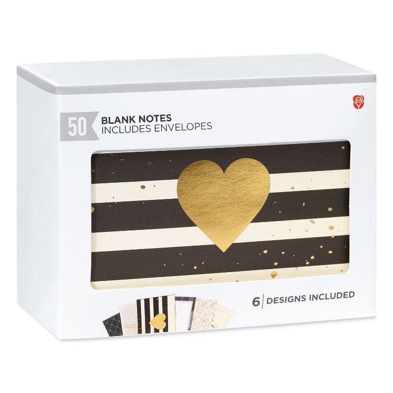 slide 4 of 9, American Greetings 50ct 6 Designs Bulk Thank You and All Occasion Blank Cards with Envelopes Black and Gold, 50 ct