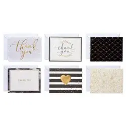 Carlton Cards 50ct Thank You and Blank Notes with Envelopes Gold/Black