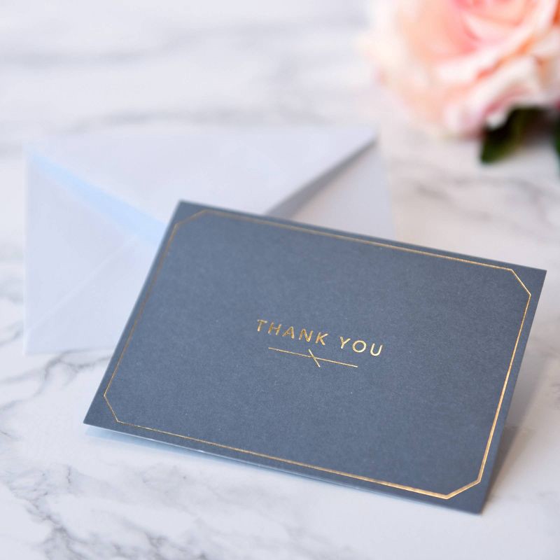 slide 2 of 3, Mara-Mi 50ct Thank You Cards with Foil Border Gray, 50 ct