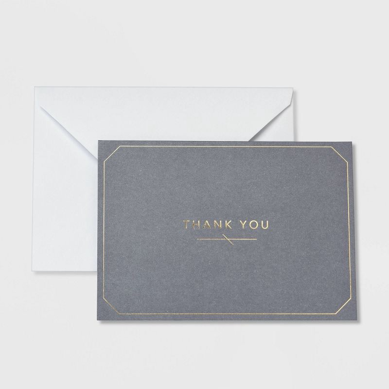 slide 3 of 3, Mara-Mi 50ct Thank You Cards with Foil Border Gray, 50 ct