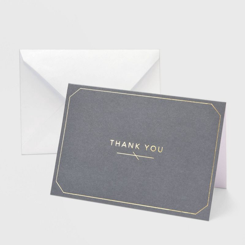 slide 1 of 3, Mara-Mi 50ct Thank You Cards with Foil Border Gray, 50 ct