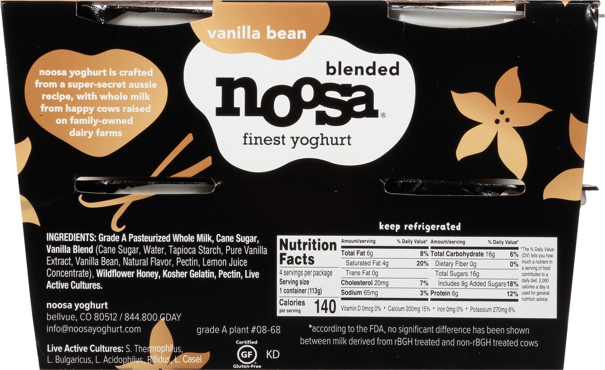 slide 12 of 14, Noosa Blended Vanilla Bean Finest Yoghurt 4 - 4 oz Cups, 4 ct