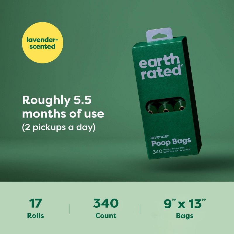 slide 3 of 6, Earth Rated Dog Poop Bags - Lavender - 340ct, 340 ct