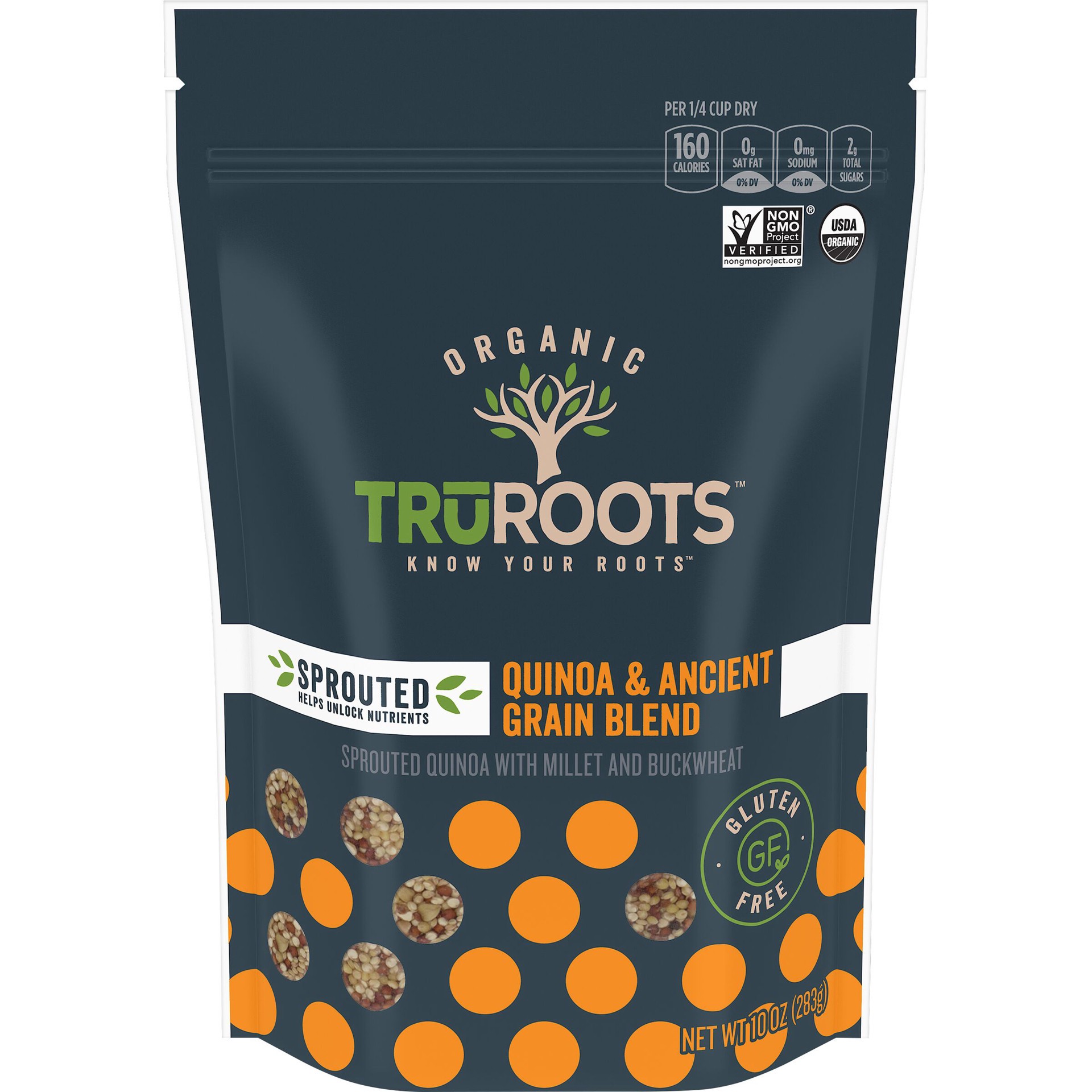 slide 1 of 6, truRoots Organic Sprouted Quinoa and Ancient Grain Blend, 10 Ounces, Certified USDA Organic, Non-GMO Project Verified, 10 oz