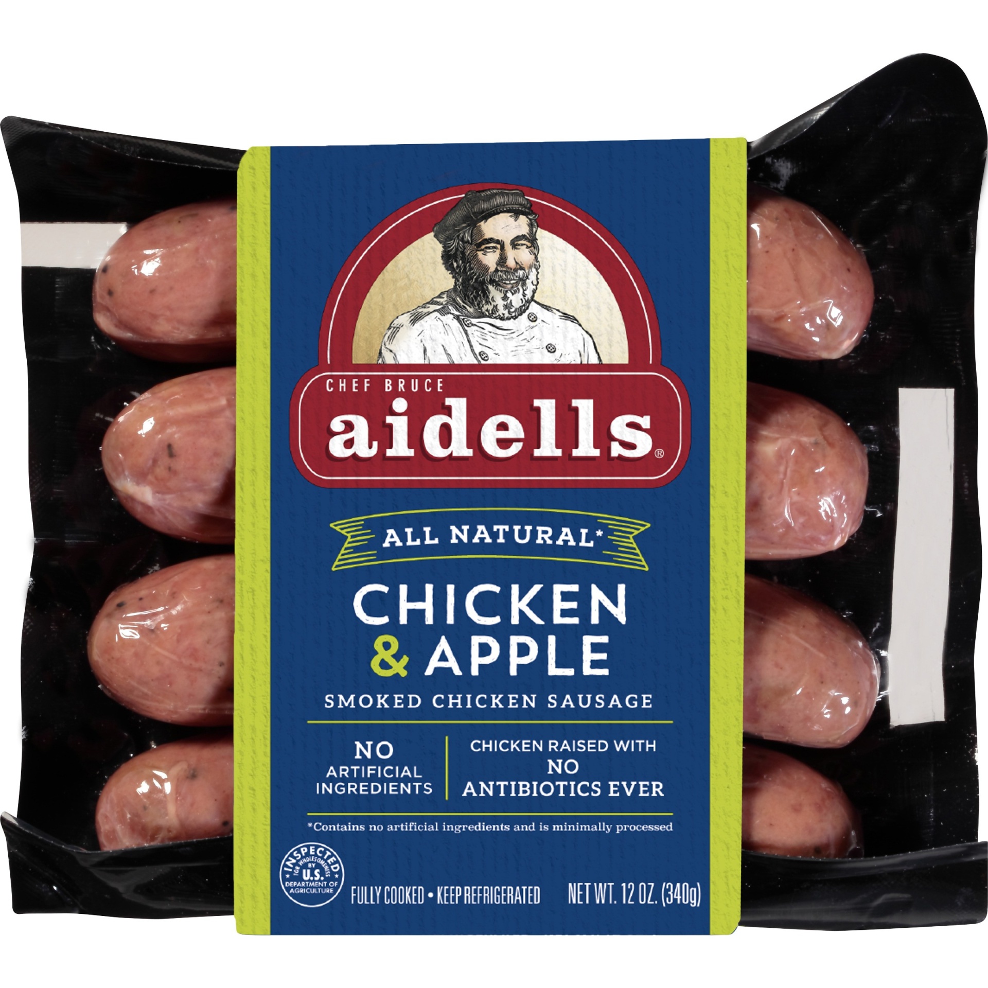 slide 1 of 7, Aidells Fully Cooked Chicken & Apple Smoked Chicken Sausage, 12 oz