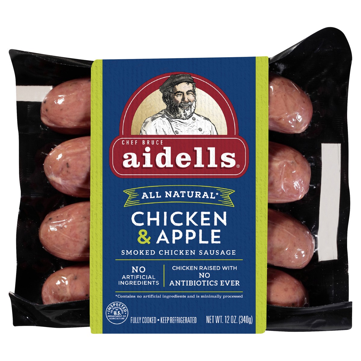 slide 1 of 7, Aidells Smoked Chicken and Apple Sausage Links, 12 oz