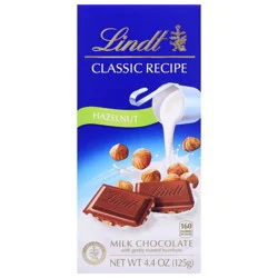 Lindt CLASSIC RECIPE Hazelnut Milk Chocolate Candy Bar, 4.4 oz.