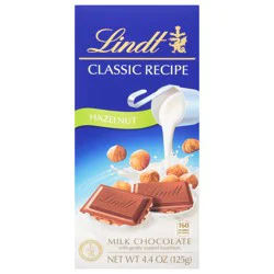 Lindt CLASSIC RECIPE Hazelnut Milk Chocolate Candy Bar, 4.4 oz.