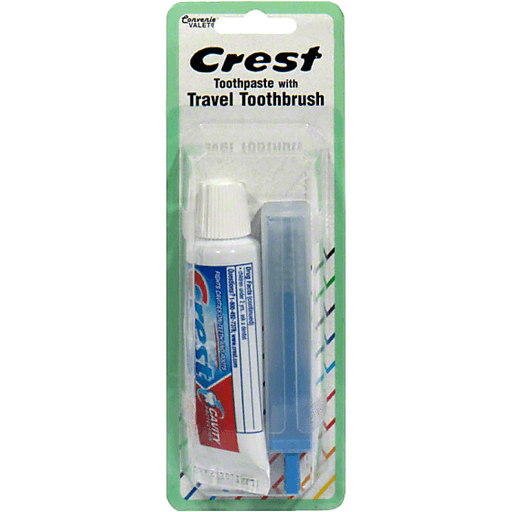 slide 1 of 1, Crest Travel Size Toothpaste & Toothbrush, 1 ct