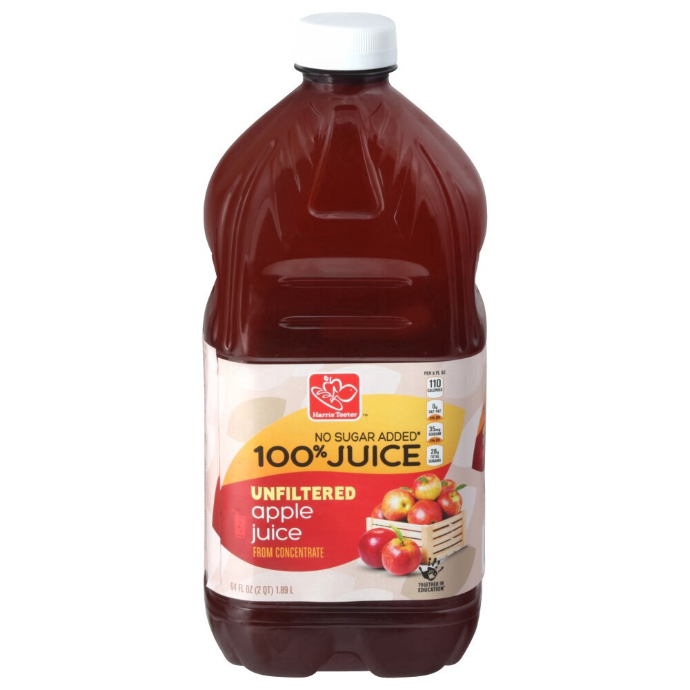 slide 2 of 4, Harris Teeter™ No Sugar Added Unfiltered 100% Apple Juice, 64 fl oz