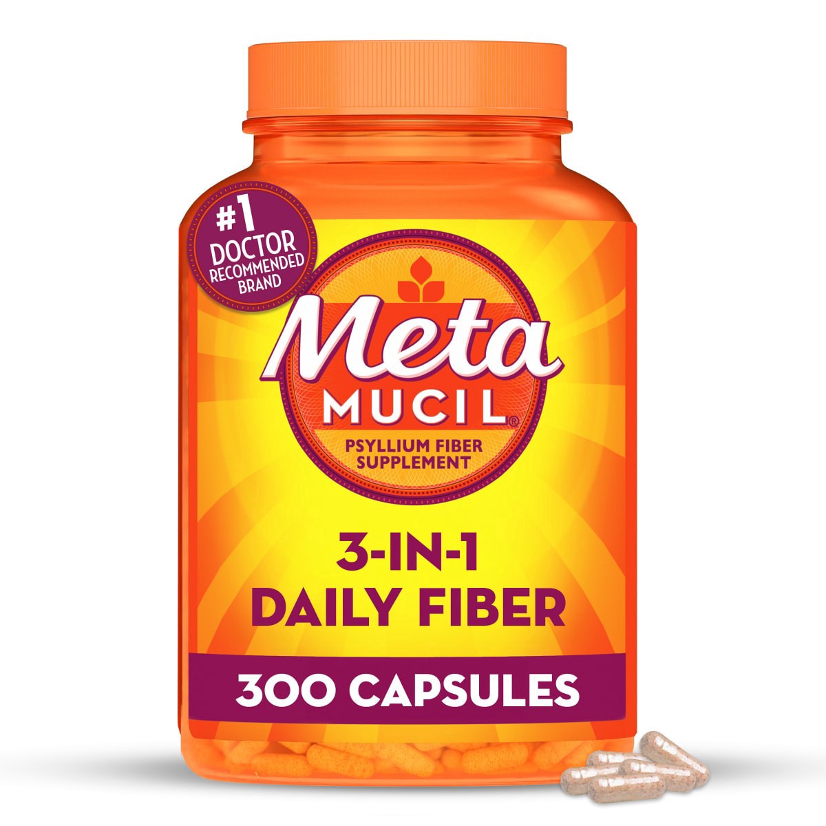 slide 1 of 13, Metamucil Multi-health Psyllium Fiber Supplement Capsules, 300 ct