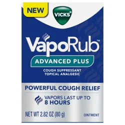 Vicks VapoRub Advanced Plus, Powerful Cough Suppressant, Topical Chest Rub & Analgesic Ointment, Medicated Vicks Vapors, Fast Cough Relief, 2.82oz