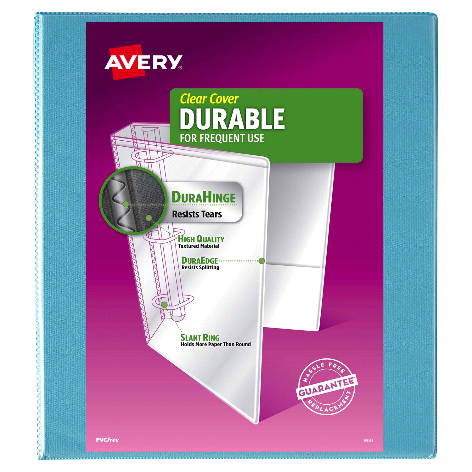 slide 1 of 1, Avery 1 Inch Durable Clear Cover Binder 1 ea, 1 ct