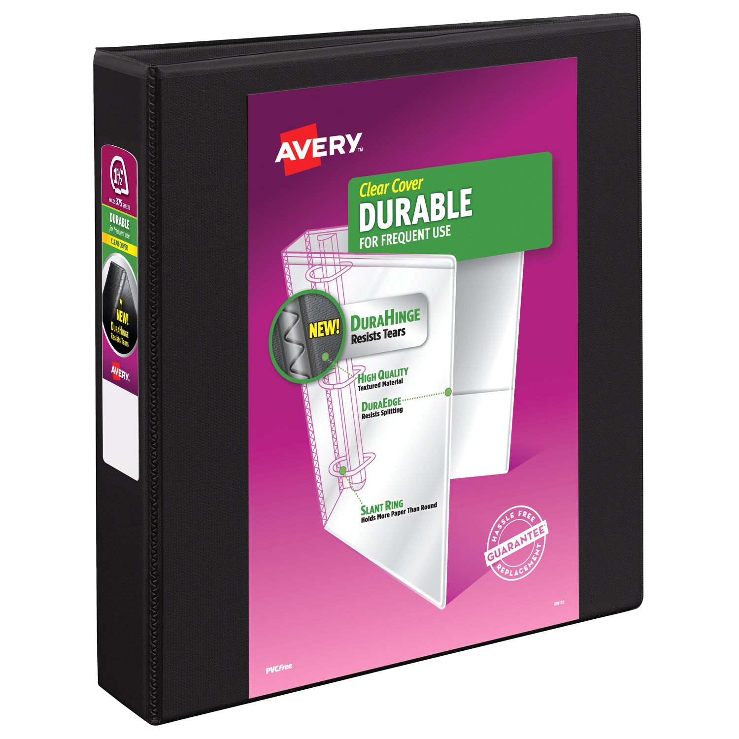 slide 1 of 1, Avery Durable View 3-Ring Binder, Slant Ring, Black, 1 ct