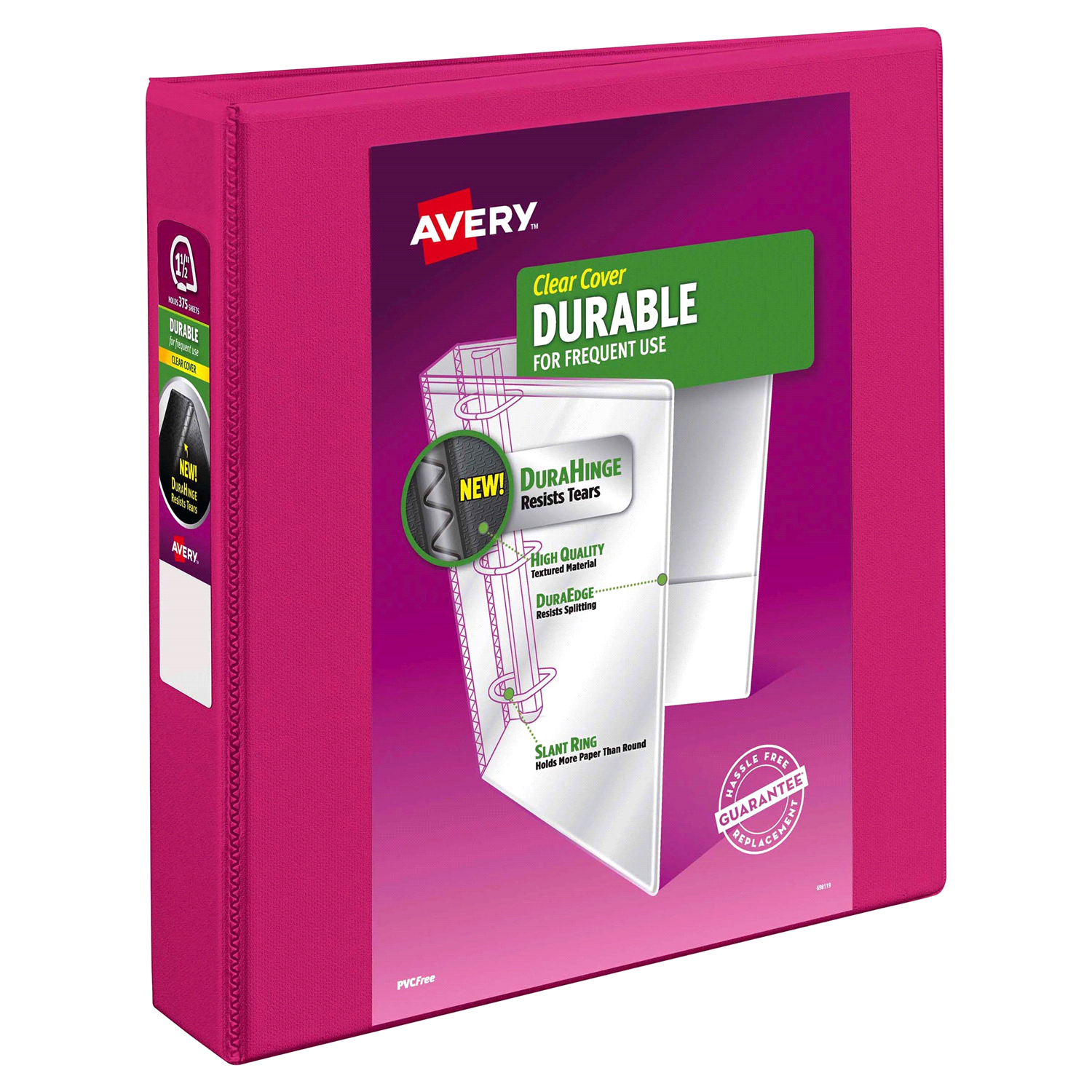 slide 1 of 2, Avery Durable View Binder with 1.5 Slant Ring, Pink, 1 ct