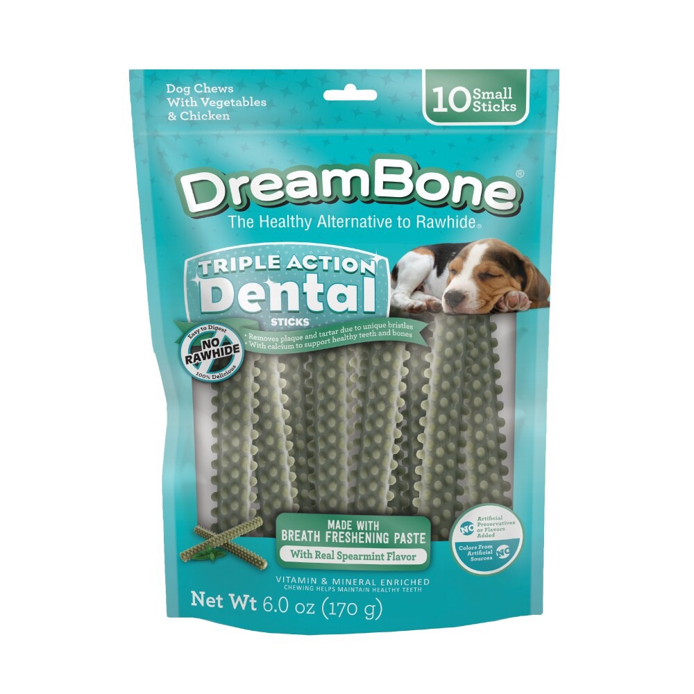 slide 1 of 1, Dreambone Triple Action Dental Small Sticks, 6 oz