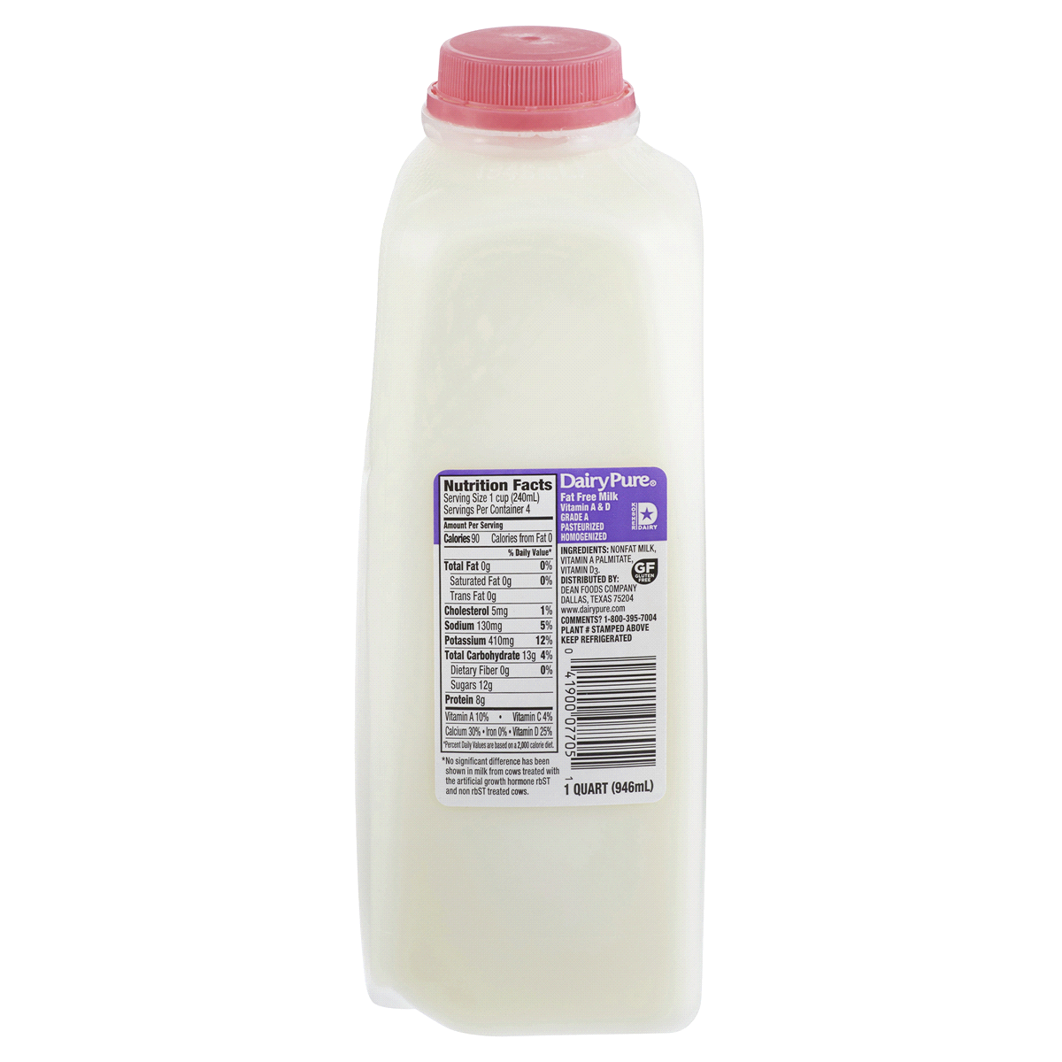 slide 2 of 2, Dairy Pure Skim Milk, 1 qt