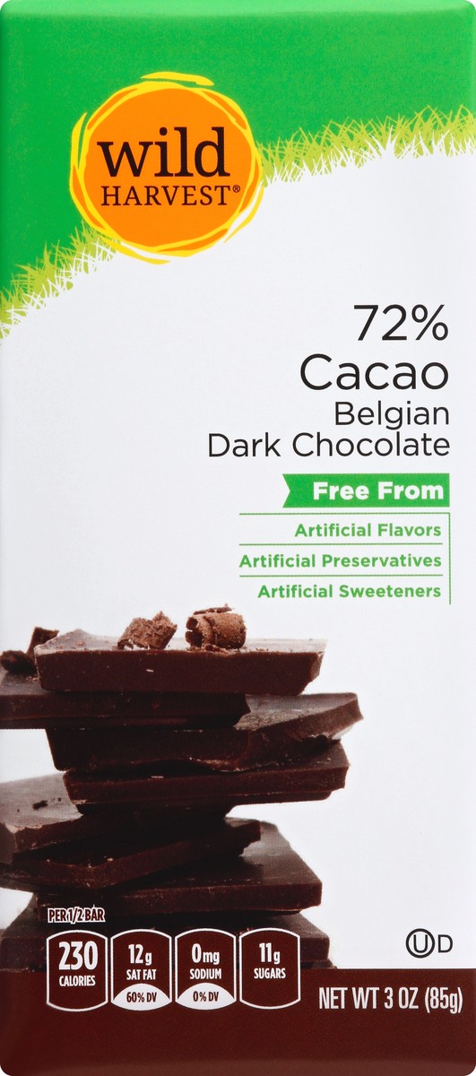 slide 5 of 7, Wild Harvest Intense Bar Dark Choc 72%, 3 oz