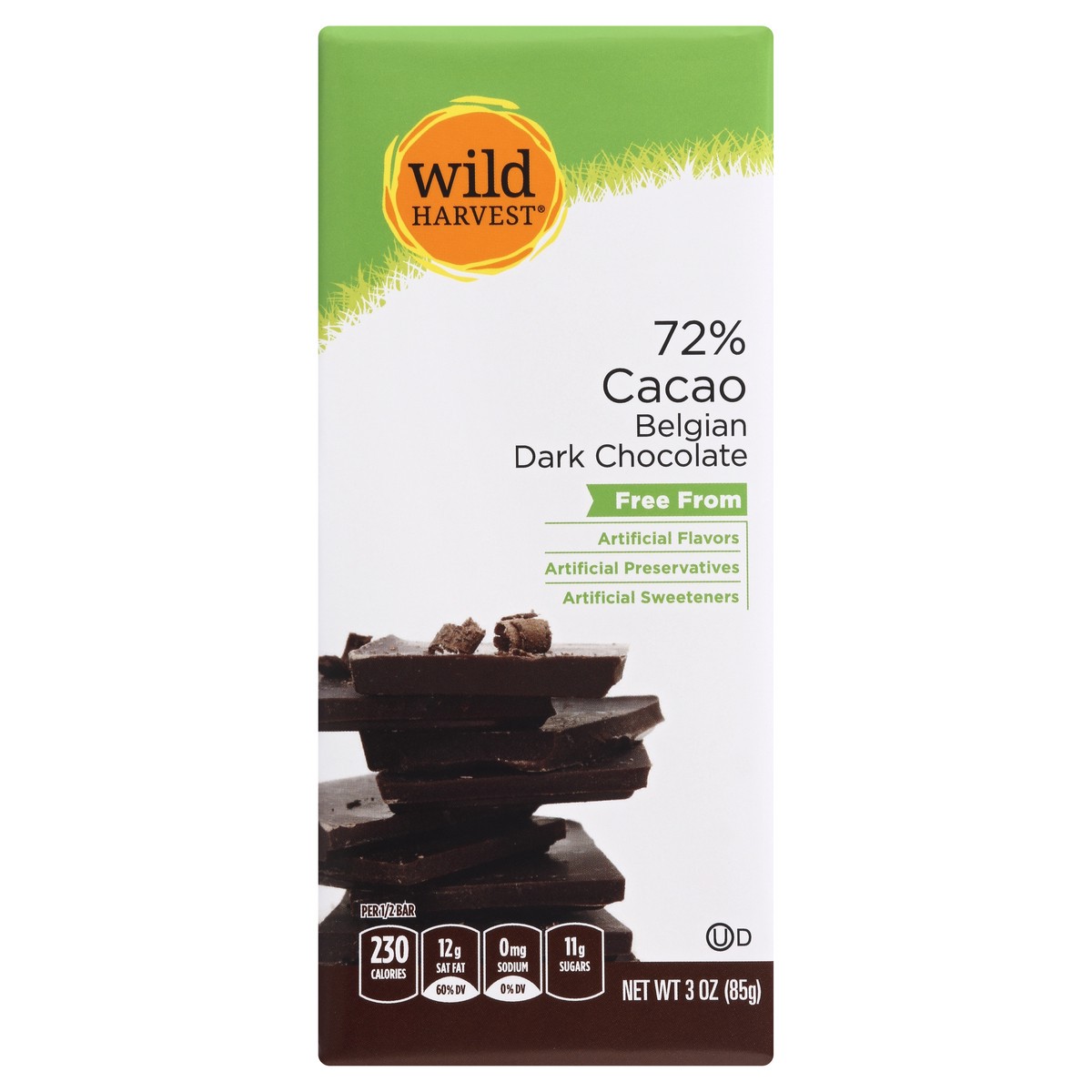 slide 7 of 7, Wild Harvest Intense Bar Dark Choc 72%, 3 oz