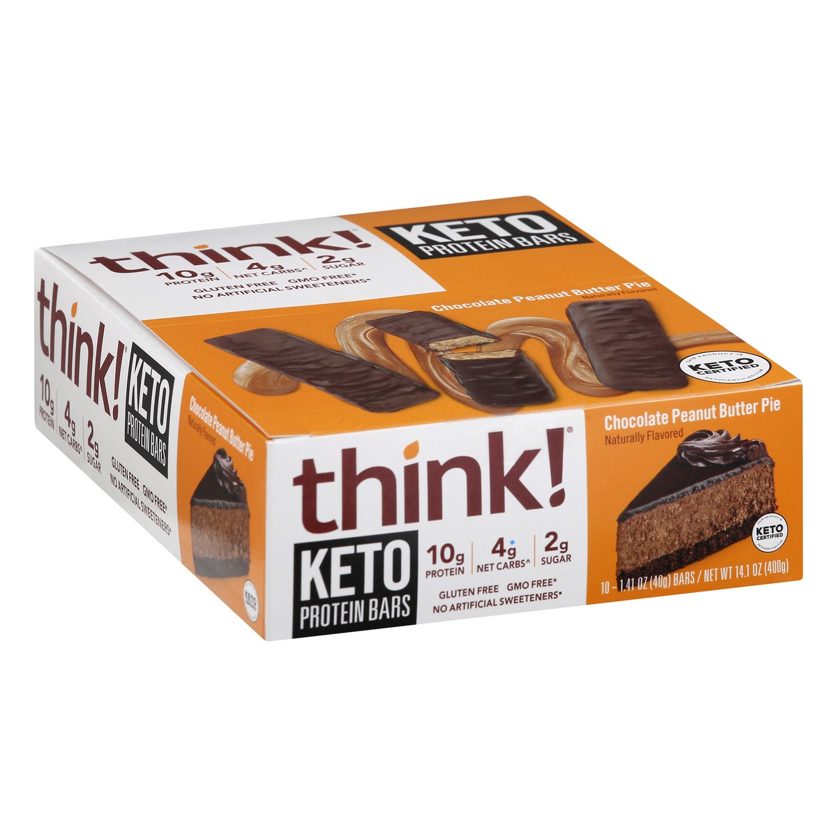 slide 5 of 9, think! Delight Chocolate Peanut Butter Pie Protein Bar 10 - 1.41 oz Bars, 10 ct; 1.41 oz