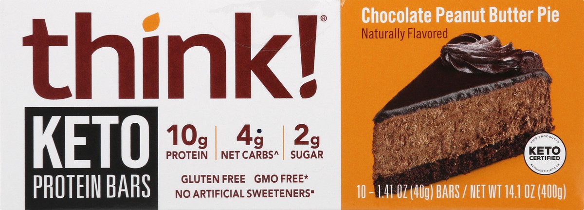 slide 7 of 9, think! Delight Chocolate Peanut Butter Pie Protein Bar 10 - 1.41 oz Bars, 10 ct; 1.41 oz